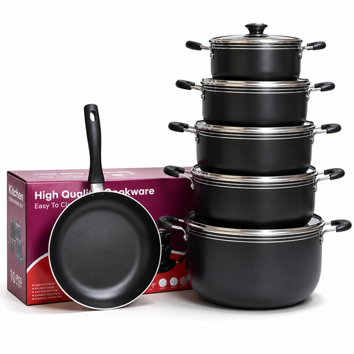 10 piece non stick cookware set cooking pots saucepans and frying pan Uganda