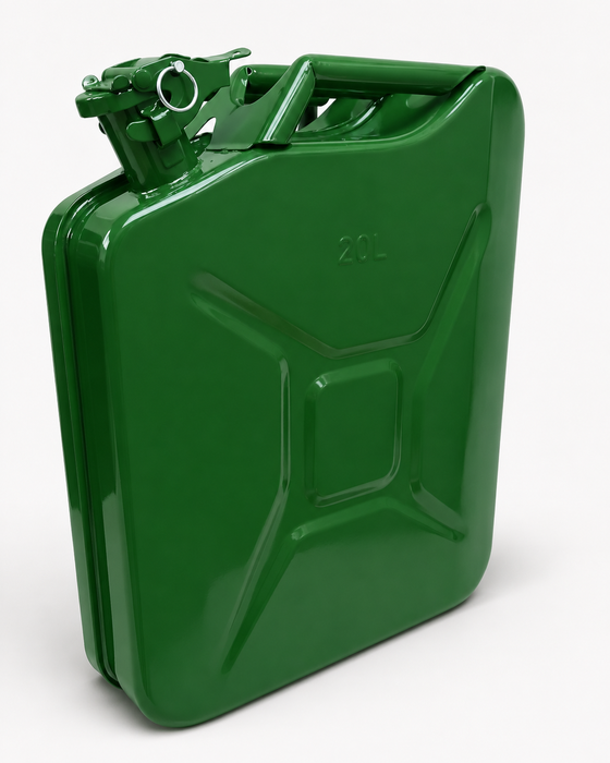 Green 20L heavy duty metal jerry can for petrol diesel and fuel storage in Uganda
