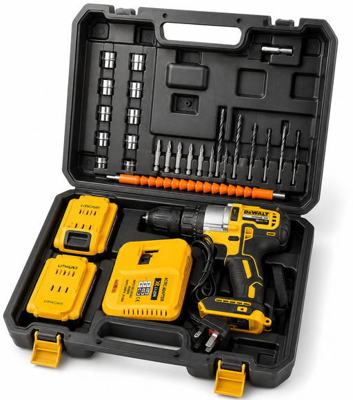 36V cordless rechargeable drill machine kit with two batteries charger drill bits and carrying case Uganda