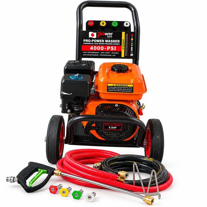 4000 PSI 6.5HP petrol pressure washer with spray gun and hoses in Uganda