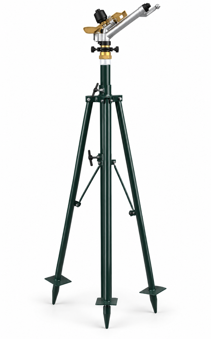 Heavy-duty tripod impact irrigation sprinkler with 40 metre watering diameter in Uganda