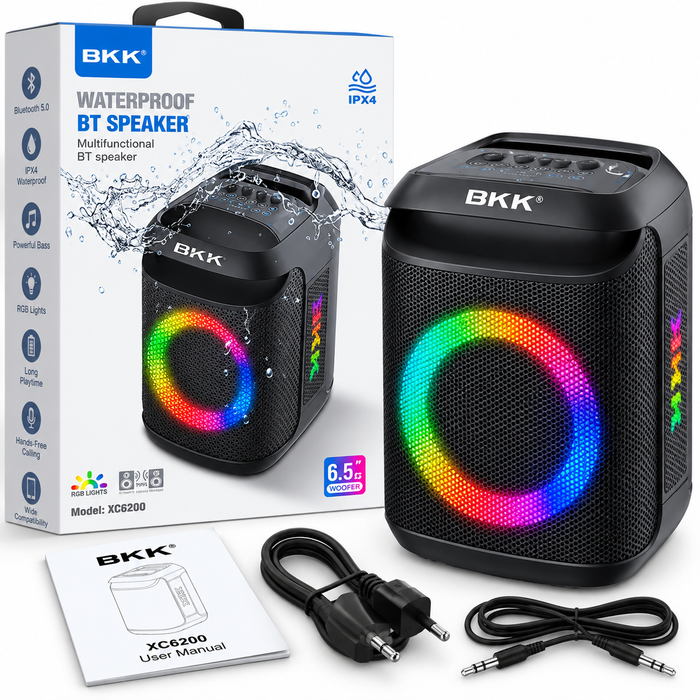 BKK XG200 waterproof Bluetooth speaker with RGB lights and 6.5 inch woofer available at KampalaShoppers Uganda