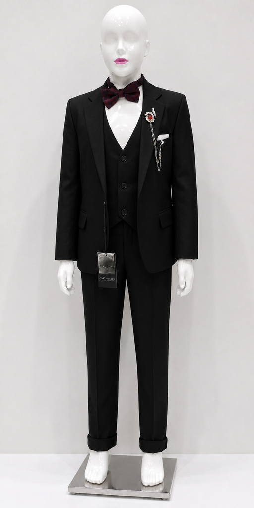 Black children’s 3-piece formal suit for boys wedding and party wear in Uganda