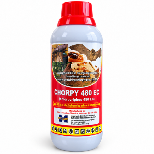 Chorpy 480 EC chlorpyrifos insecticide for professional commercial pest control in Uganda