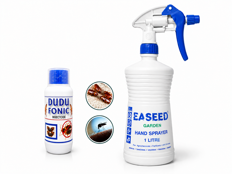Dudu Fonic bed bug and cockroach insecticide with 1 litre hand pressure sprayer in Uganda