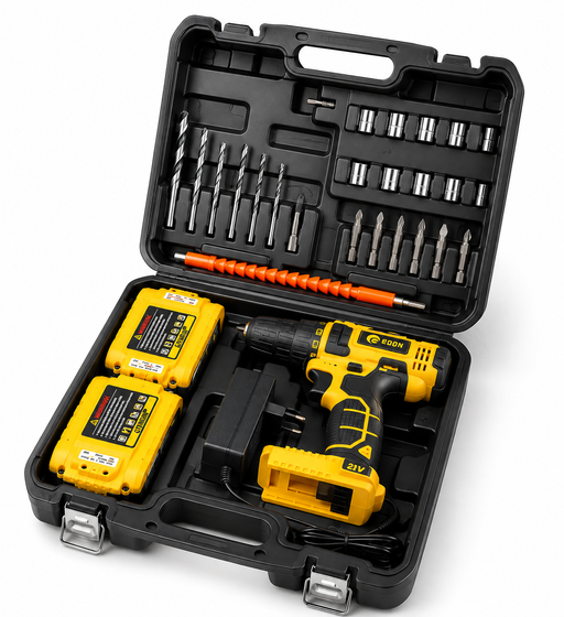 EDON 21V cordless rechargeable drill kit with 2 batteries charger and accessories Uganda