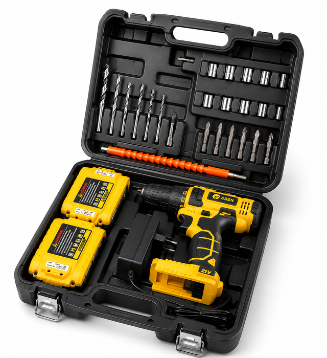 EDON 21V cordless rechargeable drill kit with 2 batteries charger and accessories Uganda