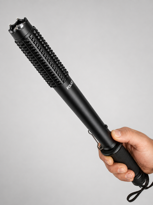 Heavy-duty tactical stun baton flashlight