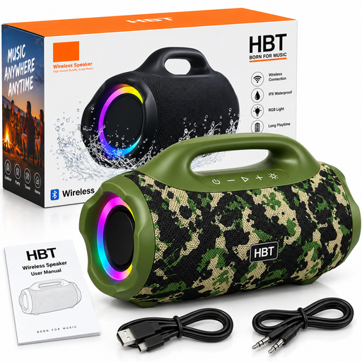 HBT camouflage wireless Bluetooth speaker with RGB lights and carrying handle in Uganda