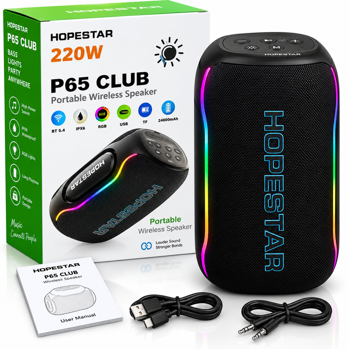 HOPESTAR P65 Club 220W portable Bluetooth speaker with RGB lights and 24000mAh battery Uganda