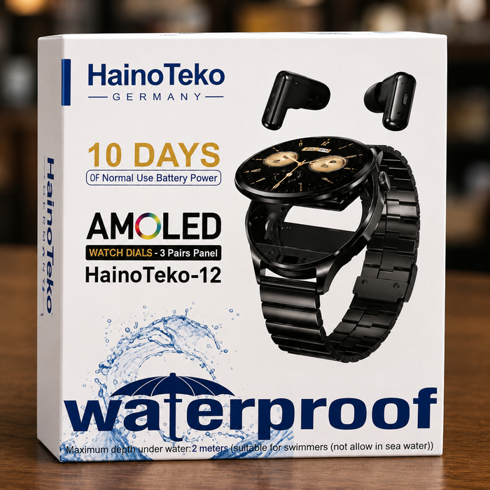 HainoTeko-12 AMOLED smart watch with wireless earbuds in Uganda - KampalaShoppers