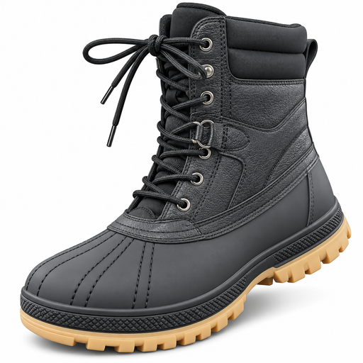 Men’s black tactical work boots with rugged gum sole in Uganda – KampalaShoppers