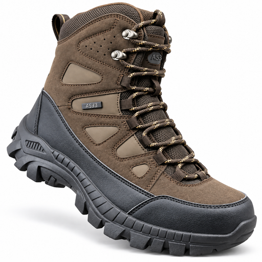 Men’s brown tactical combat hiking and security boots with rugged sole in Uganda