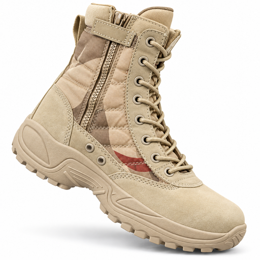 Men’s desert khaki tactical military combat boots with side zipper in Uganda – KampalaShoppers