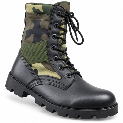 Black camouflage military combat tactical boots for men in Uganda