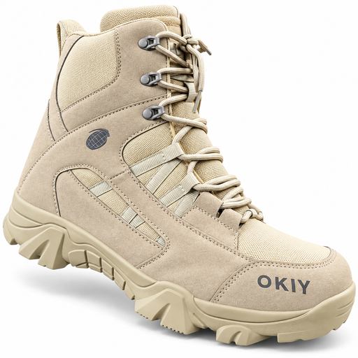OKIY beige tactical military hiking boots for men in Uganda