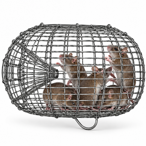 Reusable wire cage mouse and rat trap with funnel entrance in Uganda