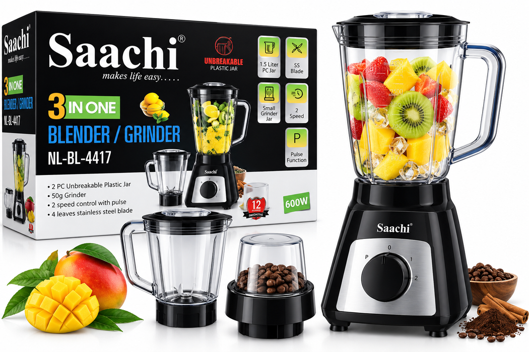 Saachi 3-in-1 600W blender and grinder with 1.5L jar and grinder Uganda