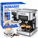 Sonashi SCM-4964 850W 15-bar all-in-one espresso coffee maker with milk frother in Uganda