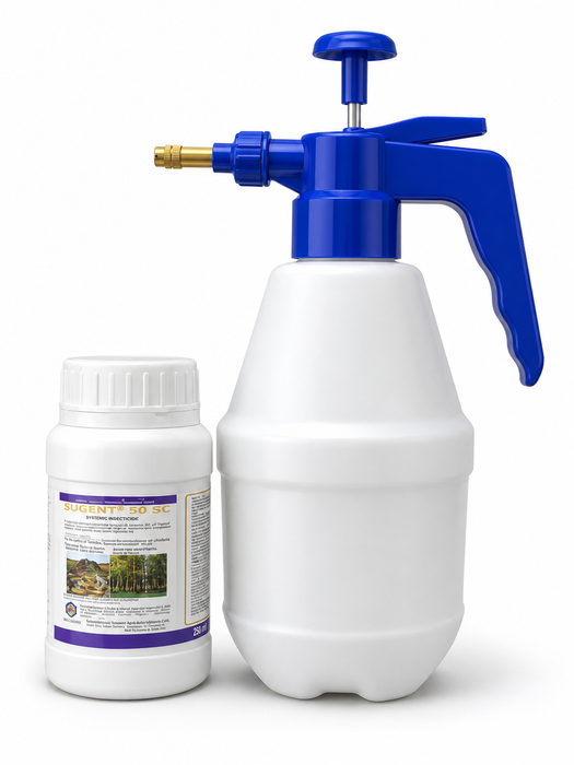 Sugent 50 SC insecticide with pressure spray pump for bedbug and cockroach control in Uganda