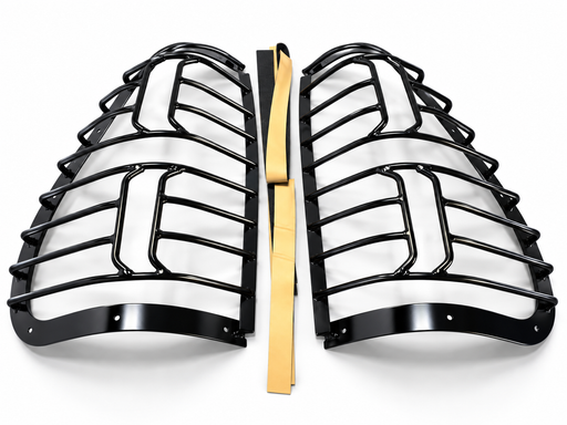Pair of black metal tail lamp guards for vehicle rear light protection in Uganda