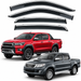 Set of four black Toyota Hilux window visors and rain guards for compatible Hilux pickup models, available at KampalaShoppers Uganda.