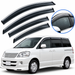 Set of four black Toyota Noah window visors and rain guards for compatible 2001–2007 minivan models at KampalaShoppers Uganda.