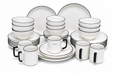 White ceramic dinner set with black rim plates bowls and cups in Uganda