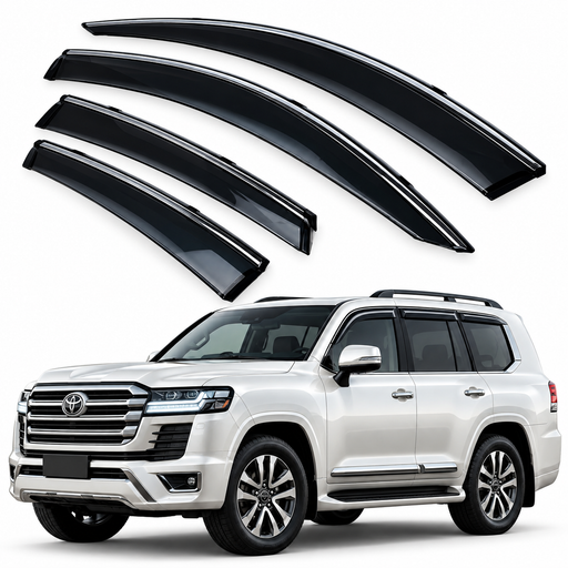 Black window visors and rain guards for Toyota Land Cruiser, available from KampalaShoppers in Uganda.