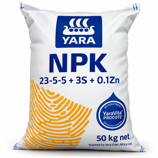 Yara NPK 23-5-5 + 3S + 0.1Zn 50kg fertilizer for young coffee plants in Uganda