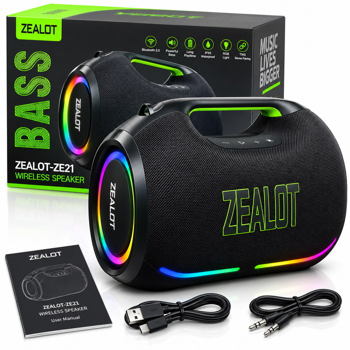 Zealot ZE21 wireless Bluetooth speaker with RGB lights and powerful bass in Uganda