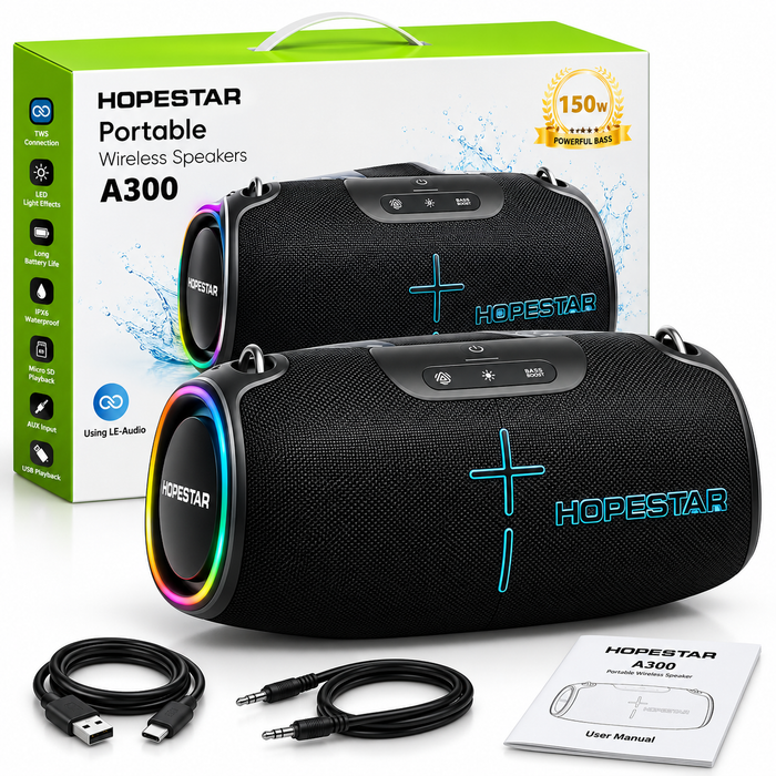 HOPESTAR A300 150W Portable Bluetooth Speaker with Powerful Bass & LED Lights – Uganda