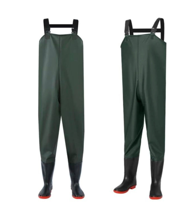 Black Waterproof Chest Waders with Rubber Boots – Fishing, Farming & Industrial Work
