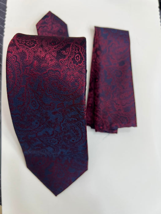 Men’s Paisley Necktie & Pocket Square Set – Elegant Formal Tie for Suits, Weddings & Office Wear-Uganda