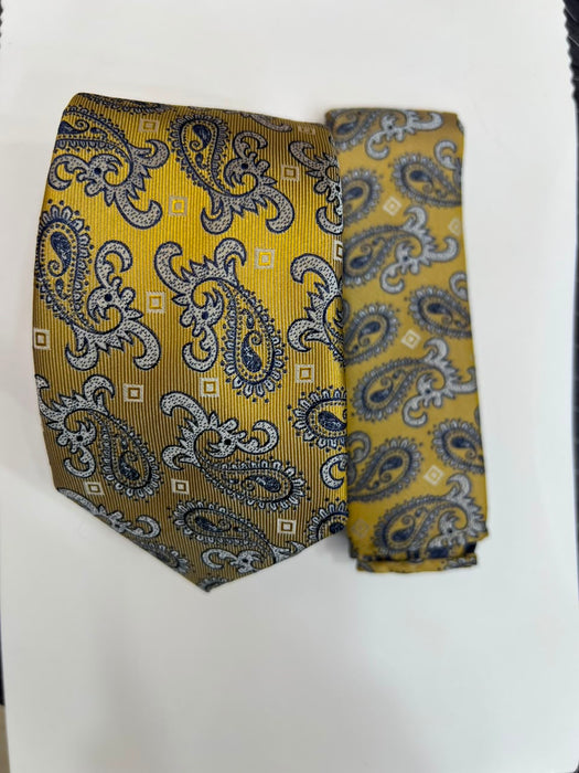 Men’s Paisley Necktie & Pocket Square Set – Elegant Formal Tie for Suits, Weddings & Office Wear-Uganda