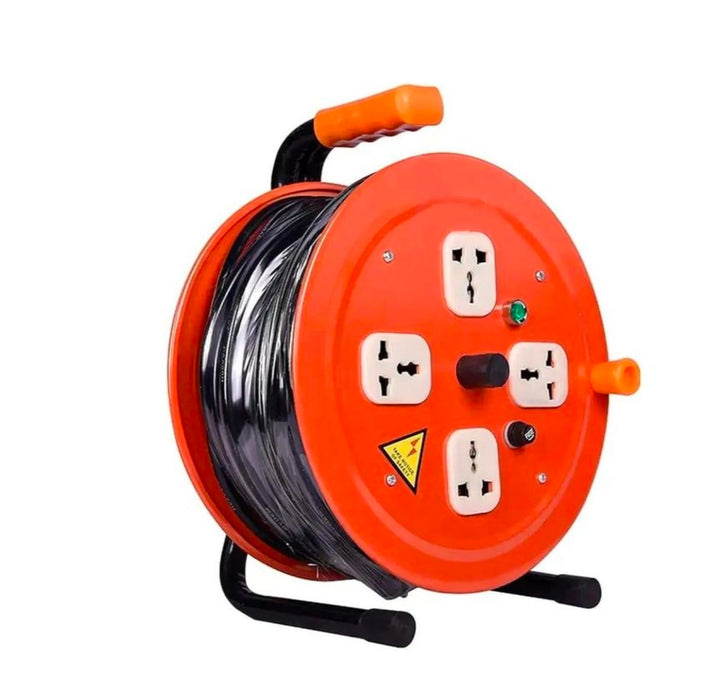 Heavy-duty extension cable reel 4 ports 25 metres.