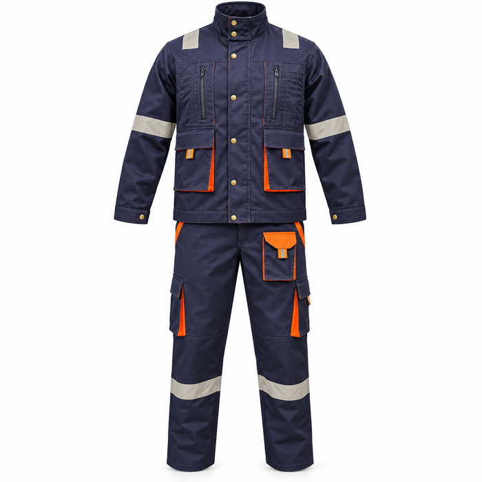 Industrial Workwear Uniform Set with Reflective Strips | Jacket & Cargo Trousers Uganda