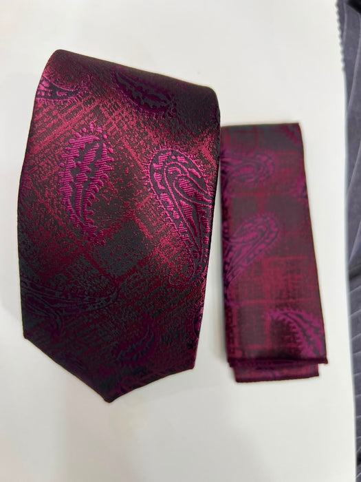 Men’s Paisley Necktie & Pocket Square Set – Elegant Formal Tie for Suits, Weddings & Office Wear-Uganda