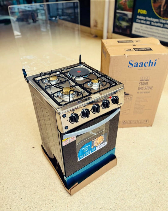 Saachi Standing Gas Cooker with Oven – 3 Gas Burners + 1 Electric Hot Plate