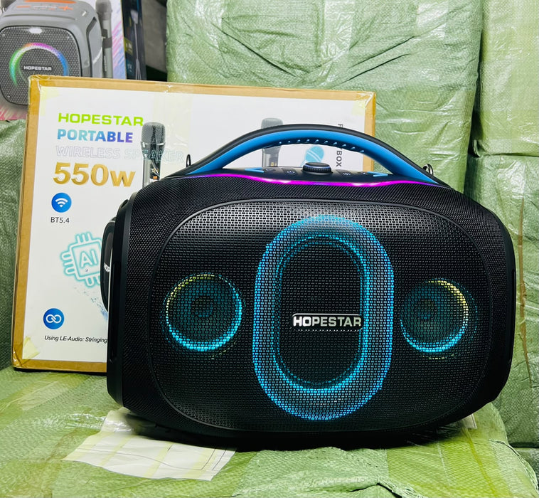 HOPESTAR 550W Portable Bluetooth Party Speaker with Wireless Microphones & RGB Lights – Uganda