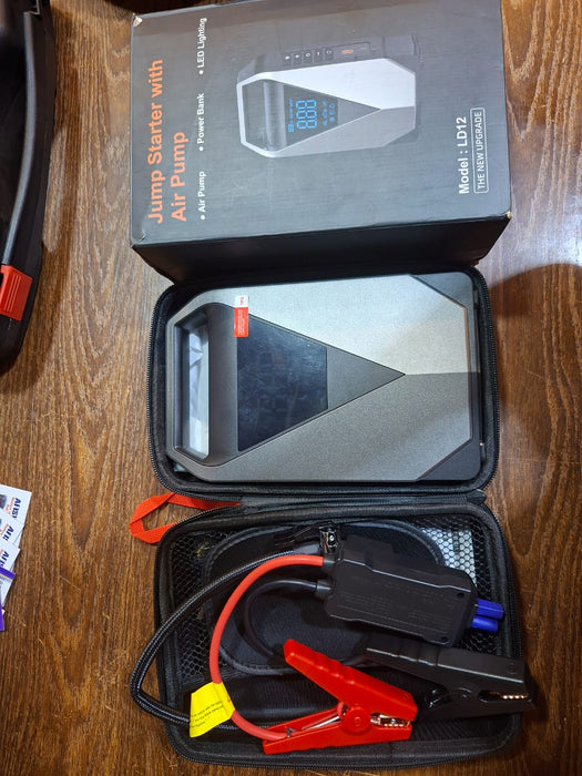 LD12 Car Jump Starter with Air Pump, Power Bank & LED Light