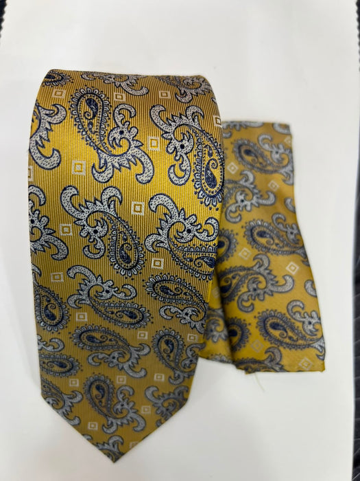 Men’s Paisley Necktie & Pocket Square Set – Elegant Formal Tie for Suits, Weddings & Office Wear-Uganda