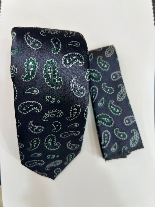 Men’s Paisley Necktie & Pocket Square Set – Elegant Formal Tie for Suits, Weddings & Office Wear-Uganda