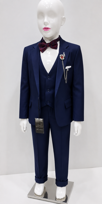 classic navy blue children's three-piece formal suit