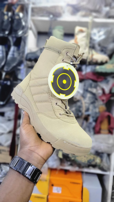 Men’s Tactical Military Combat Boots – Khaki Outdoor Safety Boots Uganda