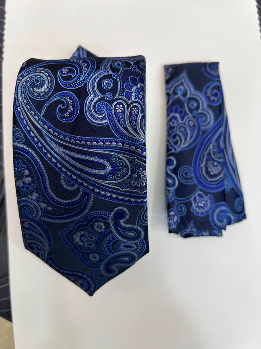 Men’s Paisley Necktie & Pocket Square Set – Elegant Formal Tie for Suits, Weddings & Office Wear-Uganda
